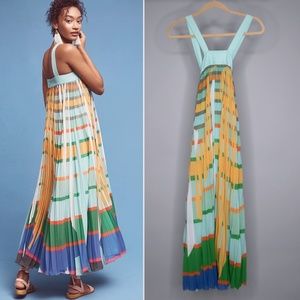 Anthropologie Geisha Designs Abstraction Pleated Maxi Dress